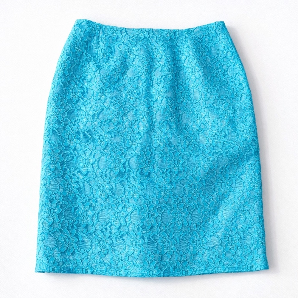 Helene Berman London Lace Pencil Skirt – Aqua, Size M